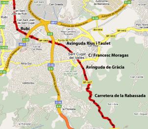 Mapa del recorregut del Tour 2009 al pas per Sant Cugat